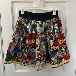 Marvel Comics Graphic skater Skirt colorful elastic waist handmade hand sewn OS